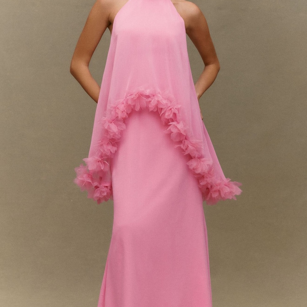 Elliatt Pink High-Low Floral Hem Maxi Dress